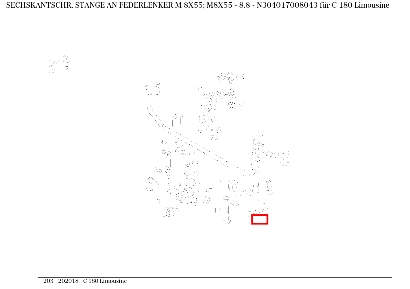 Sechskantschraube STANGE AN FEDERLENKER M 8X55; M8X55 - 8.8 C 180 Limousine 203