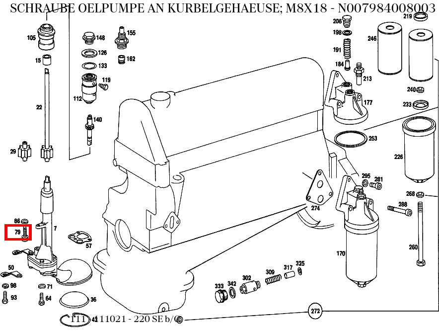 Schraube OELPUMPE AN KURBELGEHAEUSE; M8X18 220 SE b/C 111 Schraube OELPUMPE AN KURBELGEHAEUSE; M8X18 220 SE b/C 111