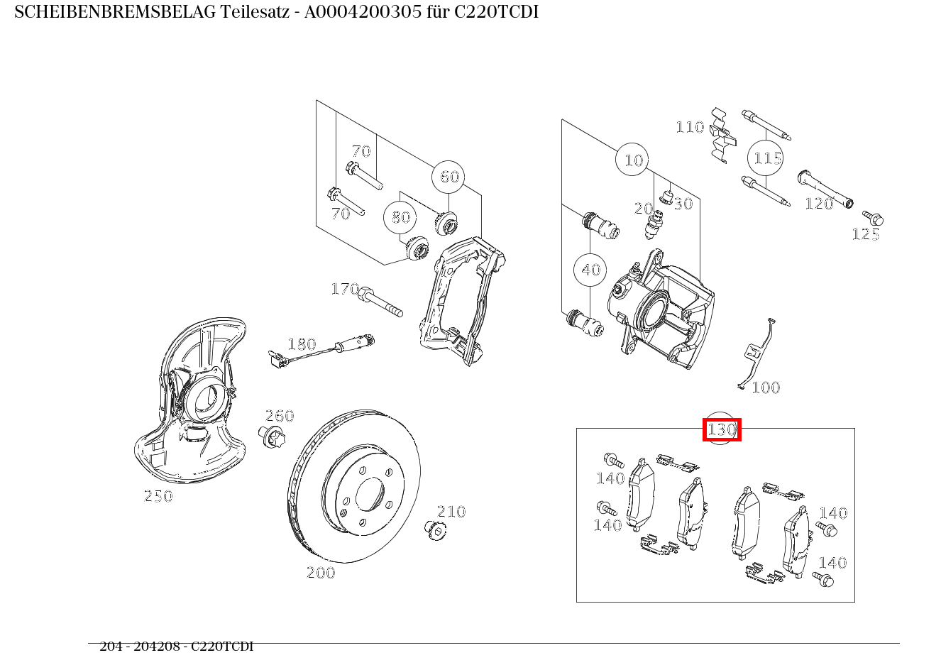 Scheibenbremsbelag Teilesatz C 204, E 212, GLC 253 kaufen 