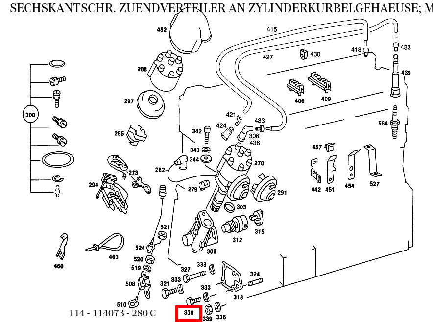 Sechskantschraube ZUENDVERTEILER AN ZYLINDERKURBELGEHAEUSE; M8X20 280 C 114 Sechskantschraube ZUENDVERTEILER AN ZYLINDERKURBELGEHAEUSE; M8X20 280 C 114