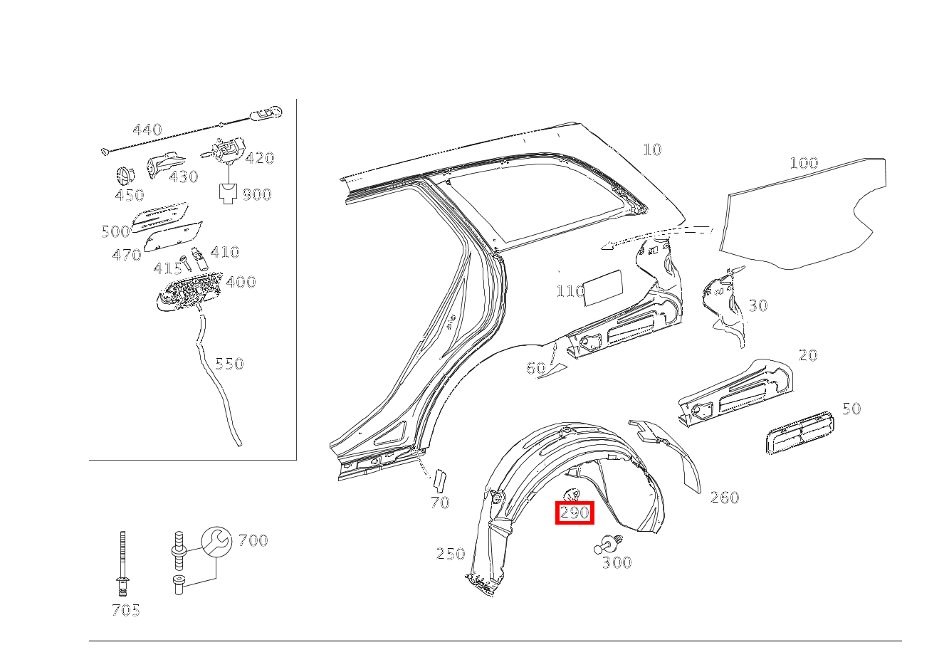 KUNSTSTOFFMUTTER BEFESTIGUNG ABDECKUNG RECHTS E 220 CDI T-Modell 253 KUNSTSTOFFMUTTER BEFESTIGUNG ABDECKUNG RECHTS E 220 CDI T-Modell 253