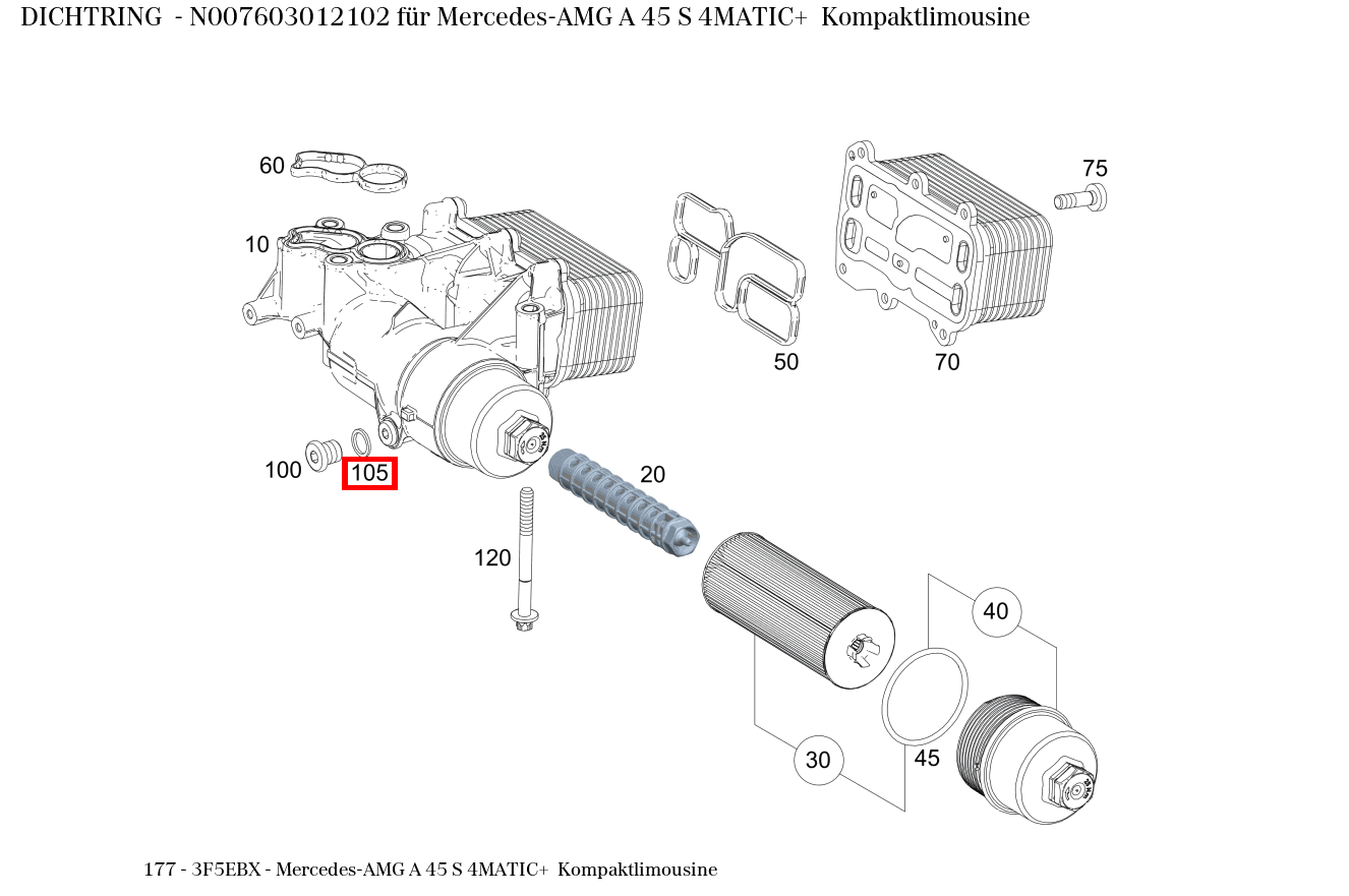 Dichtring Mercedes-AMG A 45 S 4MATIC+ Kompaktlimousine 177 Dichtring Mercedes-AMG A 45 S 4MATIC+ Kompaktlimousine 177