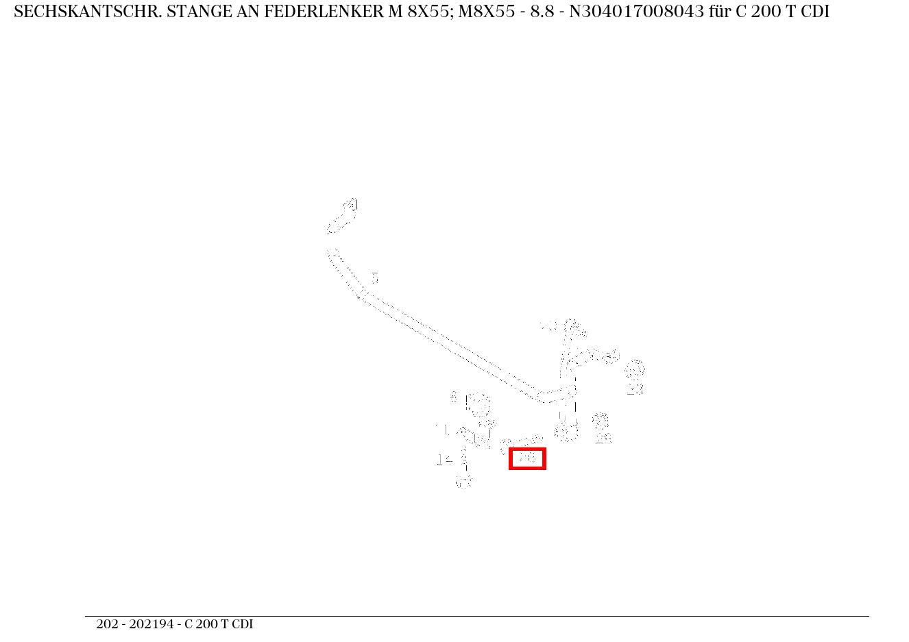 Sechskantschraube STANGE AN FEDERLENKER M 8X55; M8X55 - 8.8 C 200 T CDI 202