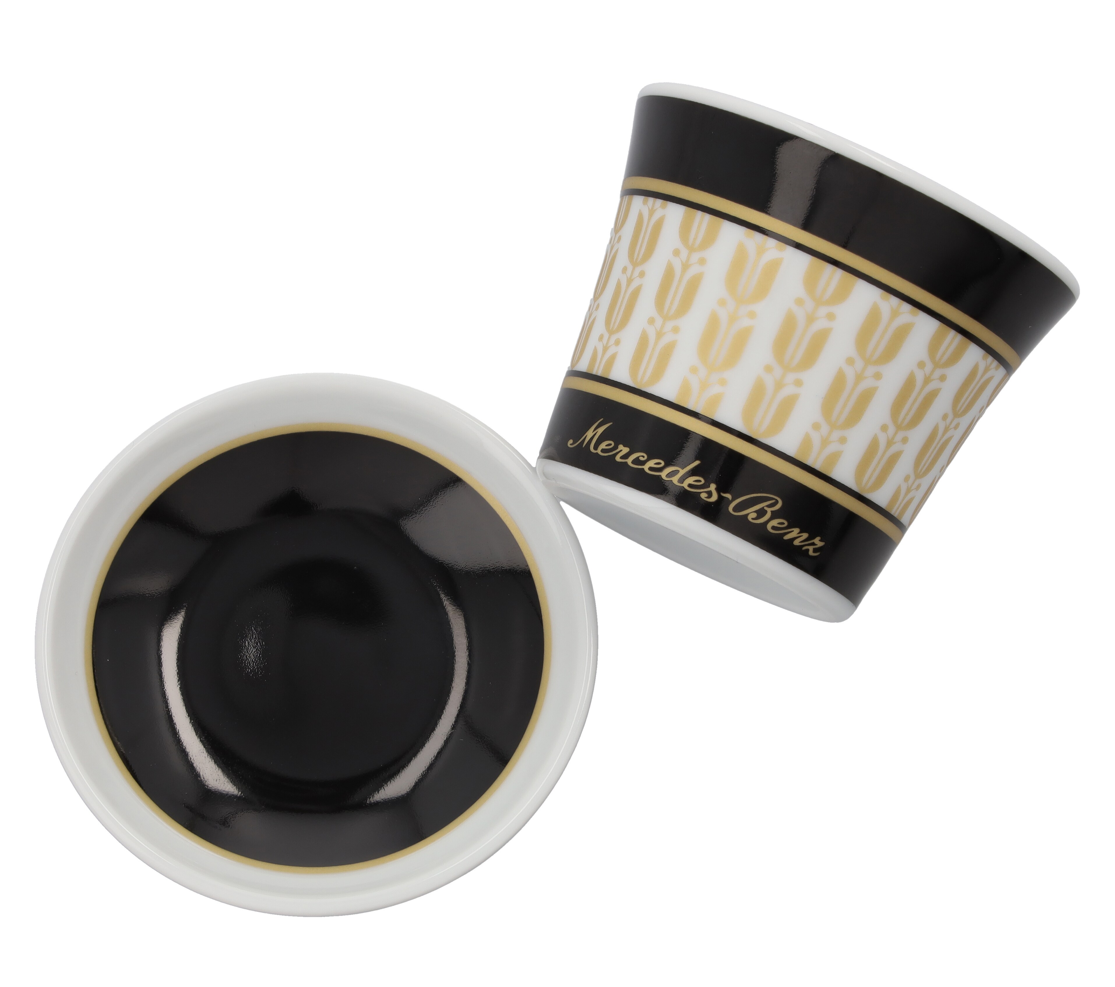 Mercedes-Benz - Espressotassen Set, 90 ml, 4-teilig, schwarz/weiß/goldfarben, Porzellan