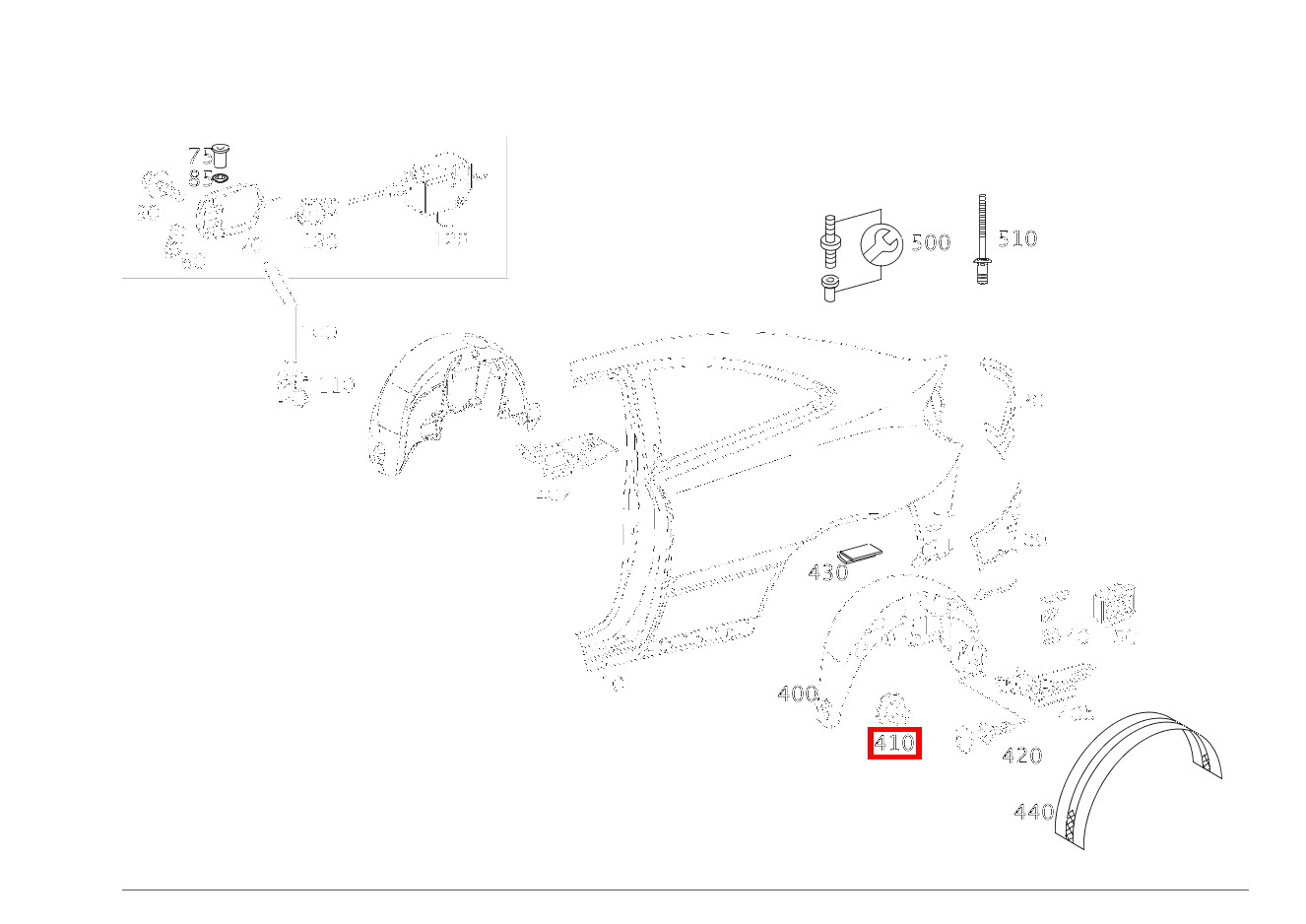 KUNSTSTOFFMUTTER ABDECKUNG AN RADEINBAU RECHTS C 320 Sportcoupé 203 KUNSTSTOFFMUTTER ABDECKUNG AN RADEINBAU RECHTS C 320 Sportcoupé 203