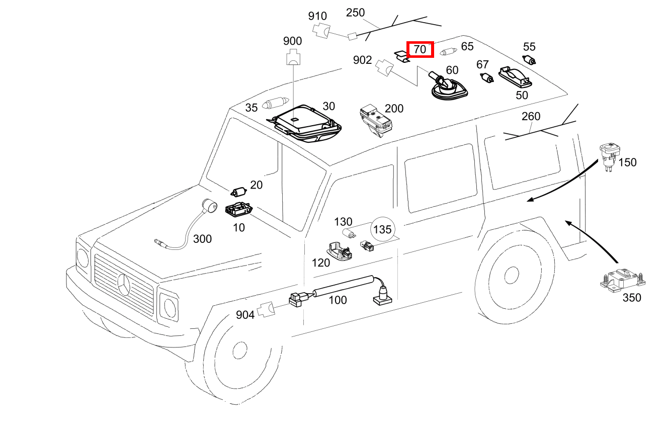 Klammer (Leseleuchte) Fond links und rechts G3504X42850 463 Klammer (Leseleuchte) Fond links und rechts G3504X42850 463