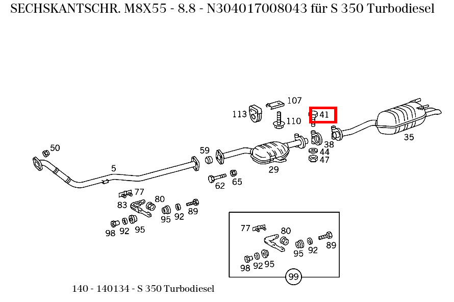 Sechskantschraube M8X55 - 8.8 S 350 Turbodiesel 140