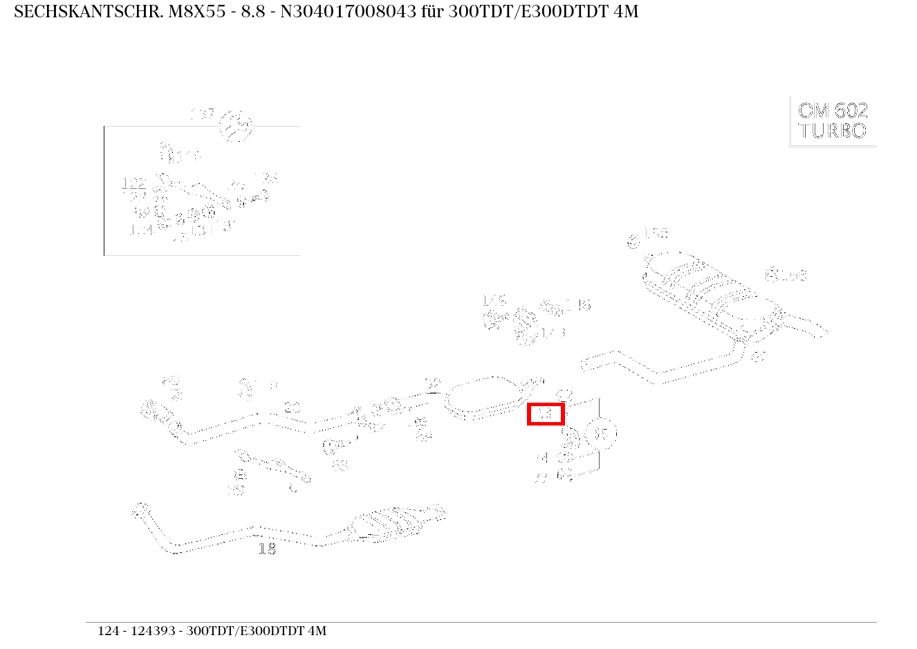 Sechskantschraube M8X55 - 8.8 300TDT/E300DTDT 4M 124