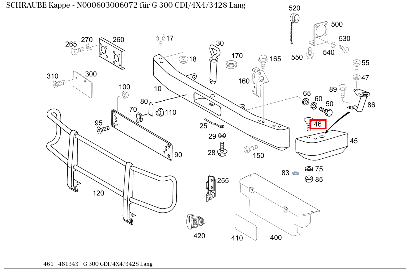 Schraube Kappe G 300 CDI/4X4/3428 Lang 461