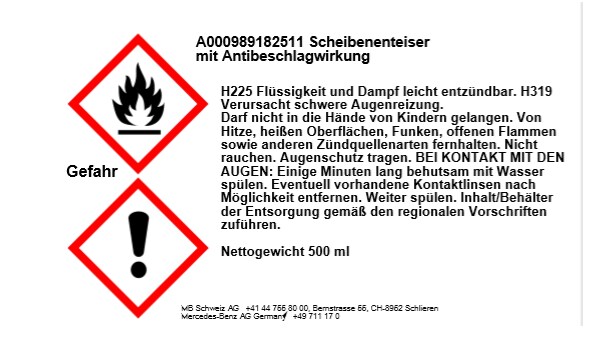 Scheibenenteiser mit Antibeschlagwirkung 