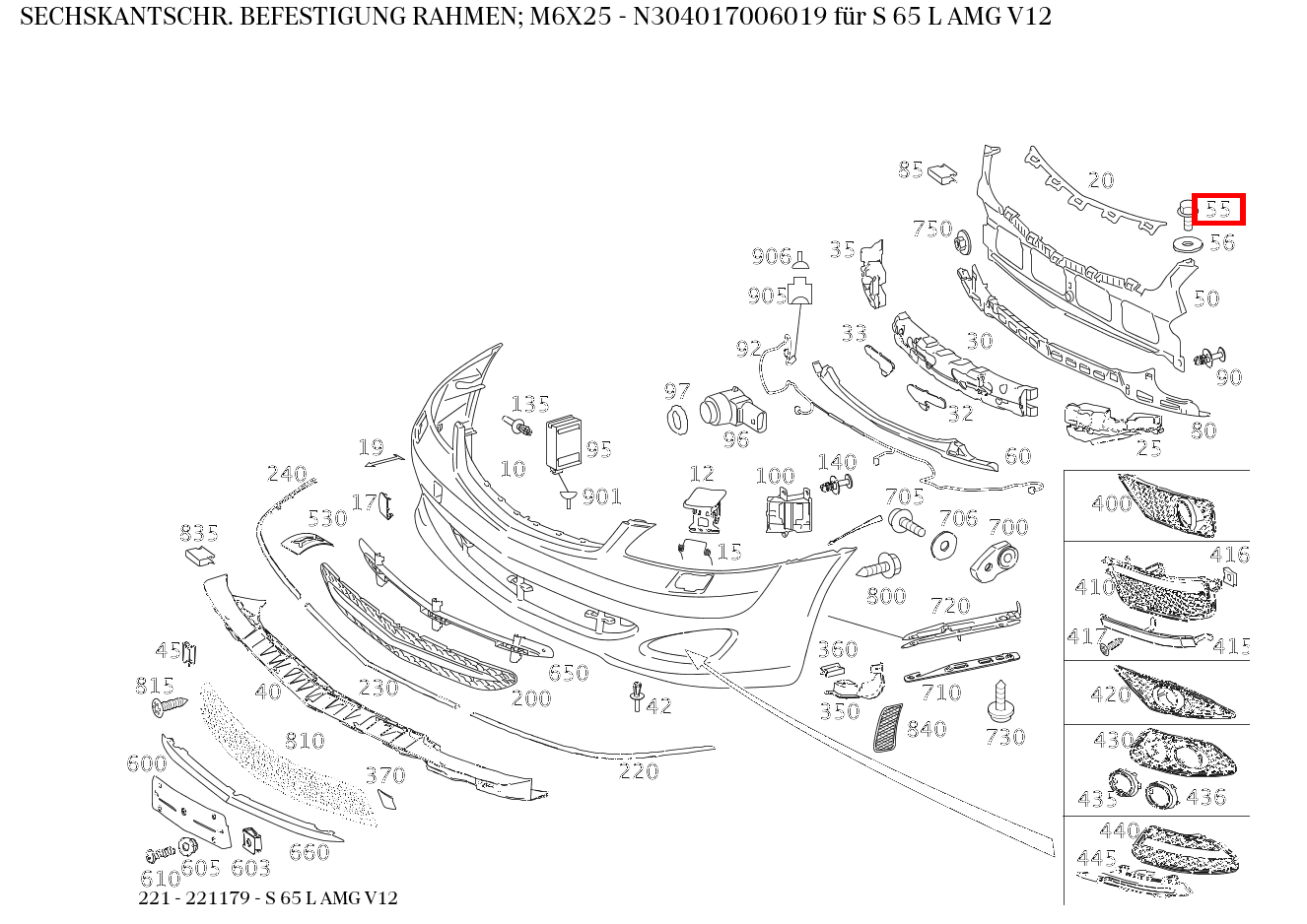 Sechskantschraube BEFESTIGUNG RAHMEN; M6X25 S 65 L AMG V12 221 Sechskantschraube BEFESTIGUNG RAHMEN; M6X25 S 65 L AMG V12 221