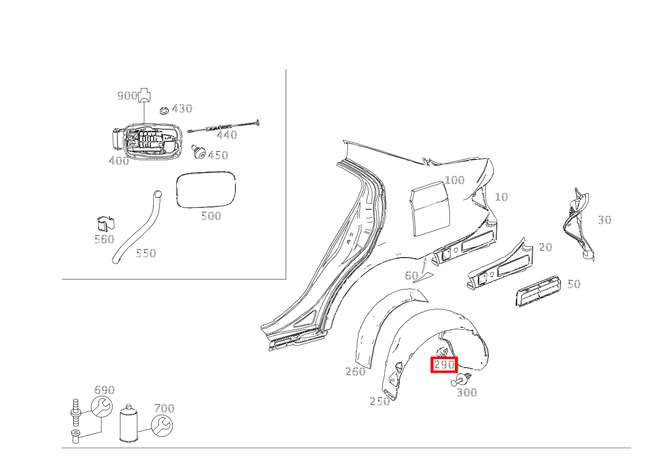 KUNSTSTOFFMUTTER BEFESTIGUNG ABDECKUNG RECHTS C 180 205 KUNSTSTOFFMUTTER BEFESTIGUNG ABDECKUNG RECHTS C 180 205
