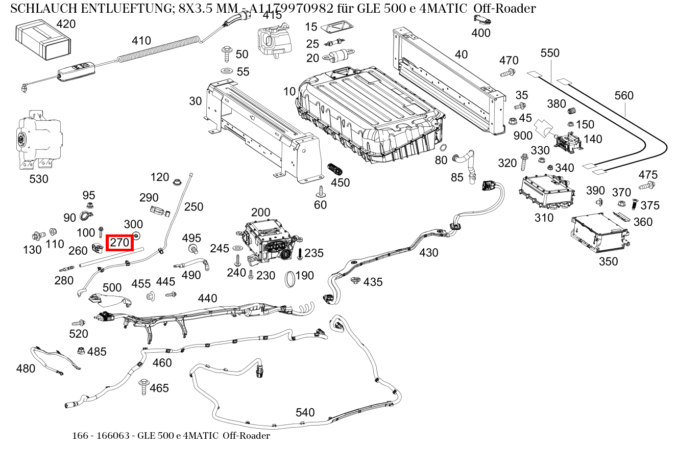 Schlauch ENTLUEFTUNG; 8X3.5 MM GLE 500 e 4MATIC Off-Roader 166 Schlauch ENTLUEFTUNG; 8X3.5 MM GLE 500 e 4MATIC Off-Roader 166