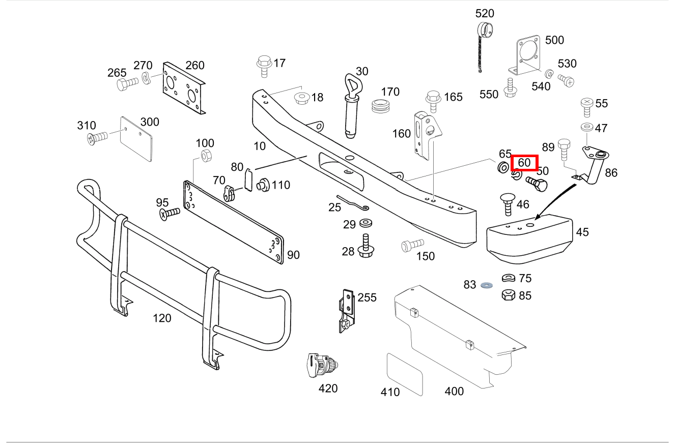 Federring Stoßfänger an Rahmen G 300 CDI/4X4/3428 Lang 461