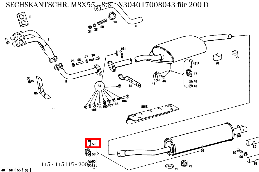 Sechskantschraube M8X55 - 8.8 200 D 115