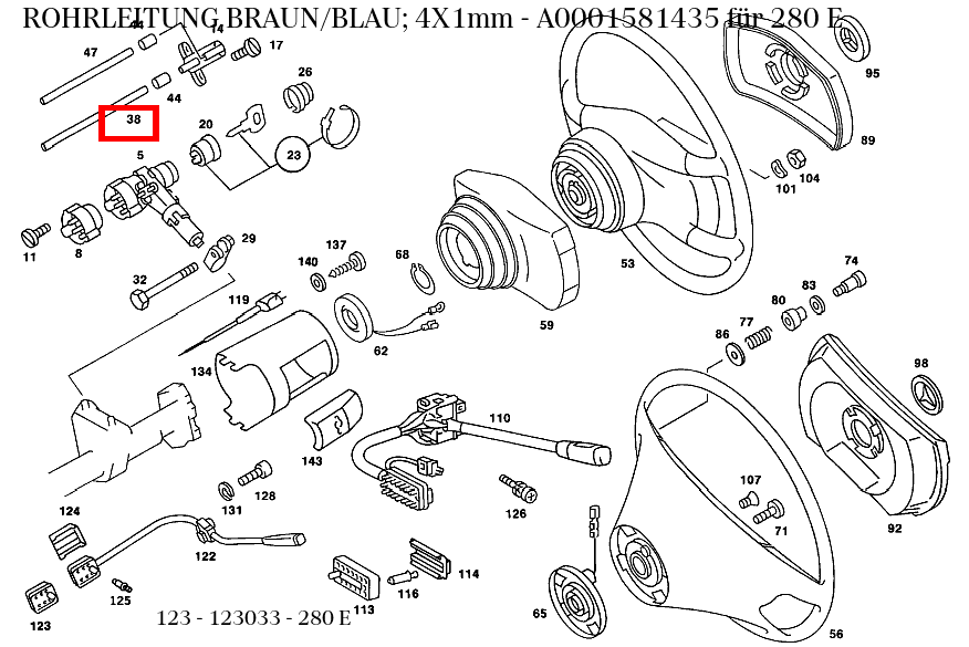 Rohrleitung BRAUN/BLAU; 4X1mm 280 E 123