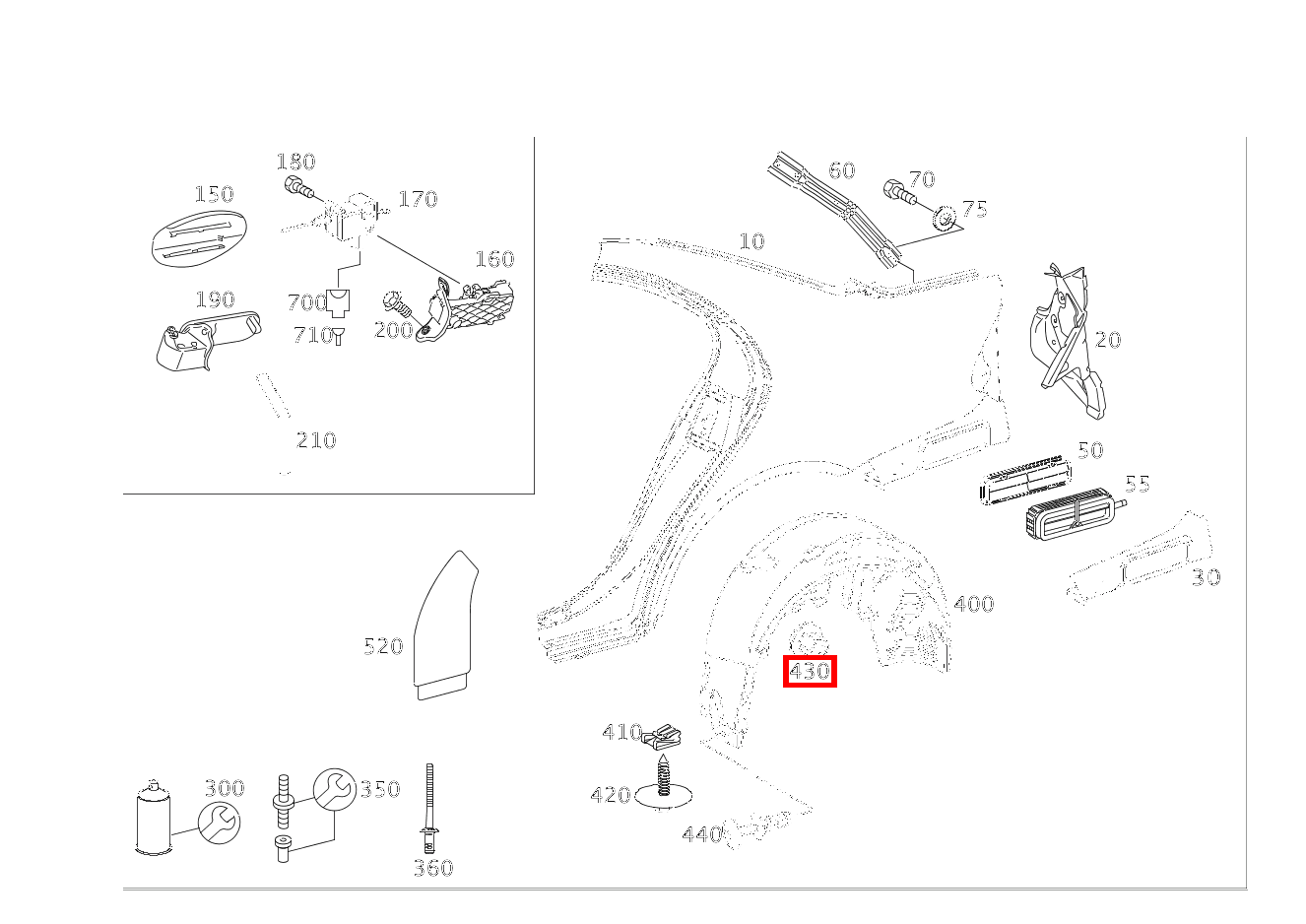 KUNSTSTOFFMUTTER AN HECKBODEN RECHTS CLS 55 AMG 219 KUNSTSTOFFMUTTER AN HECKBODEN RECHTS CLS 55 AMG 219