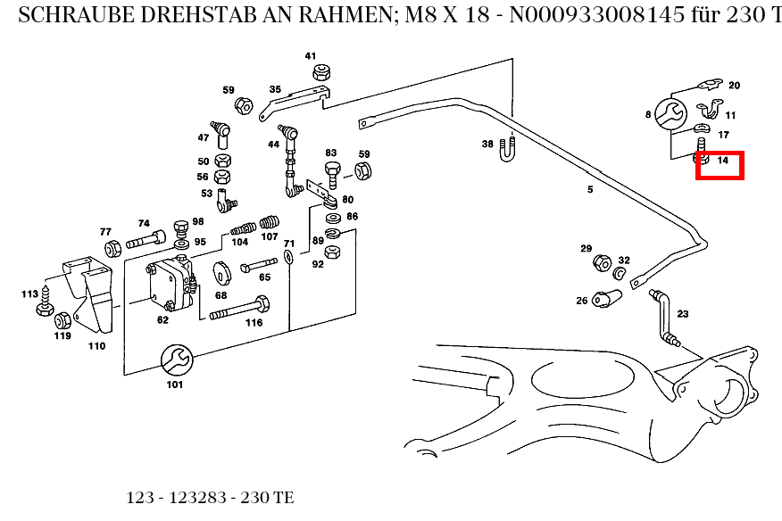 Schraube DREHSTAB AN RAHMEN; M8 X 18 230 TE 123