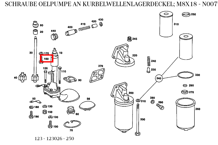 Schraube OELPUMPE AN KURBELWELLENLAGERDECKEL; M8X18 250 123 Schraube OELPUMPE AN KURBELWELLENLAGERDECKEL; M8X18 250 123