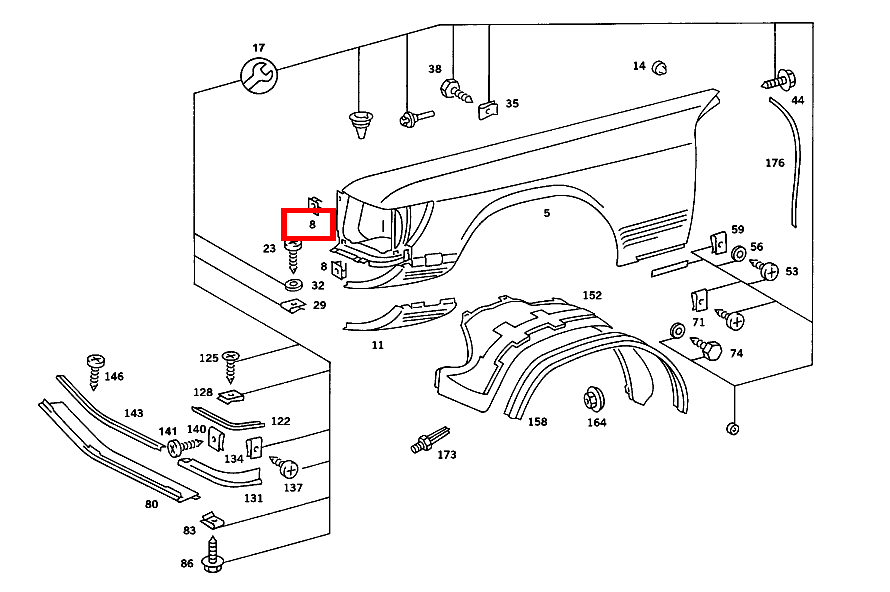 Mutter LEUCHTEINHEIT AN VORDERKOTFLUEGEL 560 SL 107