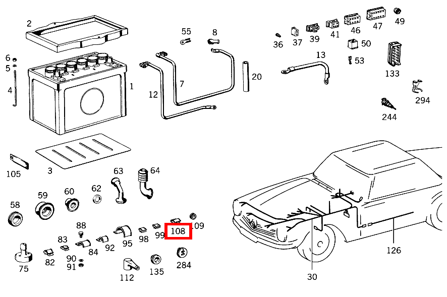 Klammer HAUPTLEITUNGSSATZ AN INSTRUMENTENTAFEL-UNTERTEIL SL 280 113 Klammer HAUPTLEITUNGSSATZ AN INSTRUMENTENTAFEL-UNTERTEIL SL 280 113