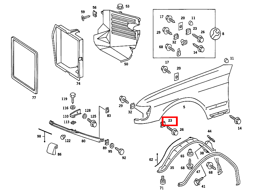 STECKMUTTER VORDERKOTFLUEGEL AN RADEINBAU,UNTEN VORN 420 SEC COUPE mit Automatic 126 STECKMUTTER VORDERKOTFLUEGEL AN RADEINBAU,UNTEN VORN 420 SEC COUPE mit Automatic 126