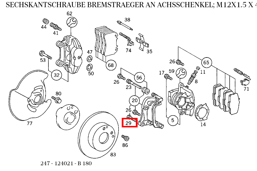 Sechskantschraube BREMSTRAEGER AN ACHSSCHENKEL; M12X1.5 X 45 B 180 247 Sechskantschraube BREMSTRAEGER AN ACHSSCHENKEL; M12X1.5 X 45 B 180 247