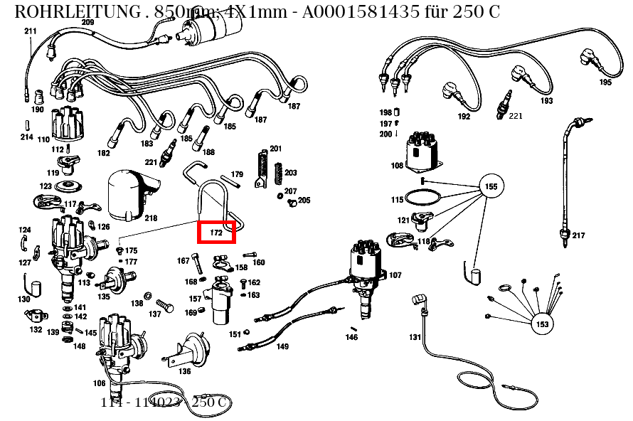 Rohrleitung . 850mm; 4X1mm 250 C 114