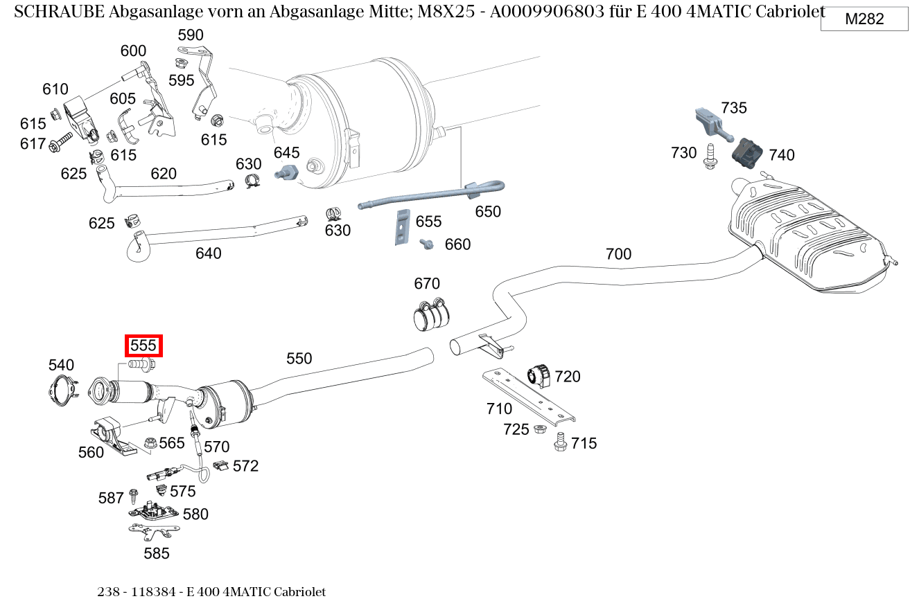 Schraube Abgasanlage vorn an Abgasanlage Mitte; M8X25 E 400 4MATIC Cabriolet 238 Schraube Abgasanlage vorn an Abgasanlage Mitte; M8X25 E 400 4MATIC Cabriolet 238
