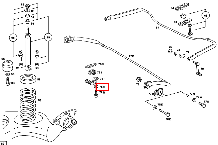 Federring DREHSTAB AN RAHMEN 450 SEL 6.9 116