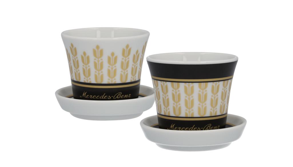 Espressotassen Set, 90 ml, 4-teilig, schwarz/weiß/goldfarben, Porzellan Espressotassen Set, 90 ml, 4-teilig, schwarz/weiß/goldfarben, Porzellan