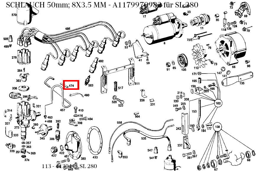 Schlauch 50mm; 8X3.5 MM SL 280 113 Schlauch 50mm; 8X3.5 MM SL 280 113