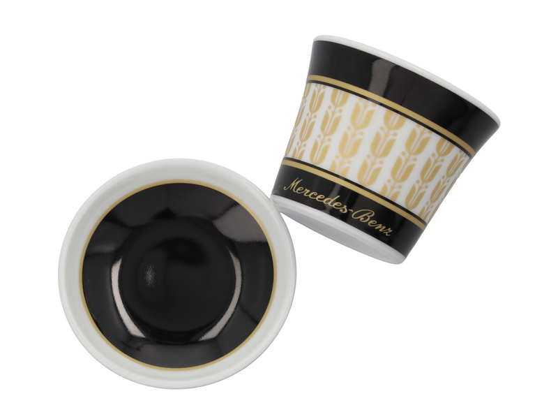 Espressotassen Set, 90 ml, 4-teilig, schwarz/weiß/goldfarben, Porzellan Espressotassen Set, 90 ml, 4-teilig, schwarz/weiß/goldfarben, Porzellan