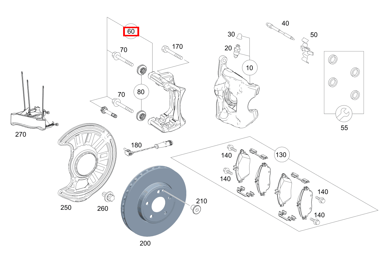 Bremsträger Mit Führungshülse GLA200 156 Bremsträger Mit Führungshülse GLA200 156