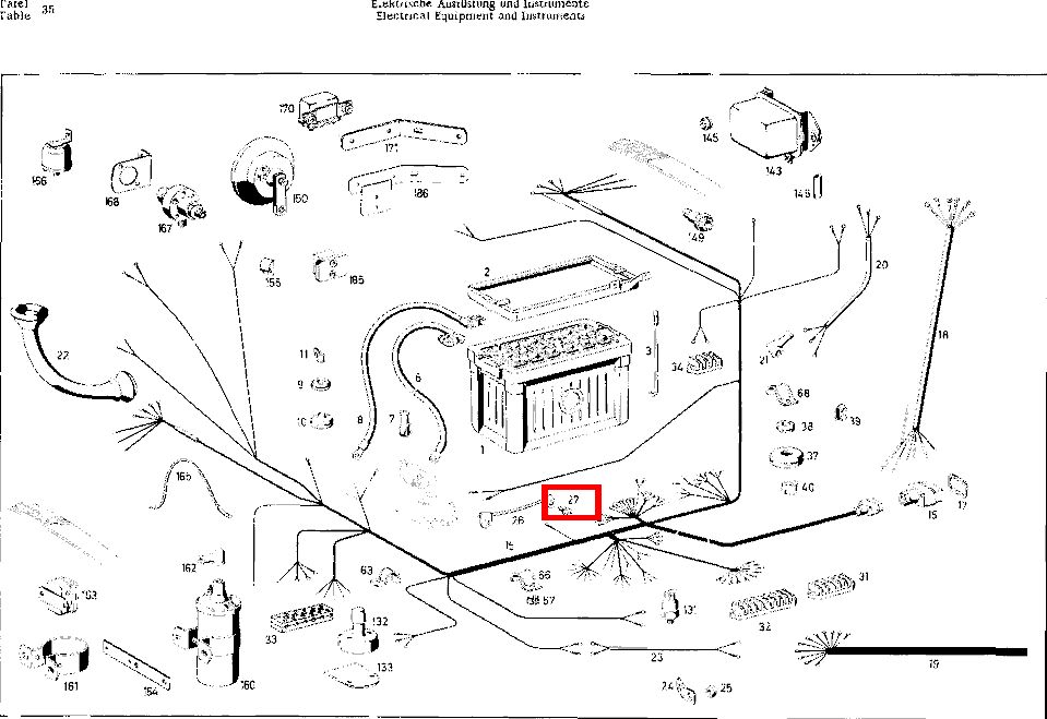 SCHRAUBE MIT RECHTECKKOPF SICHERUNGSBLECH FÜR MASSELEITUNG AN STIRNWAND 220 SE b/C 111
