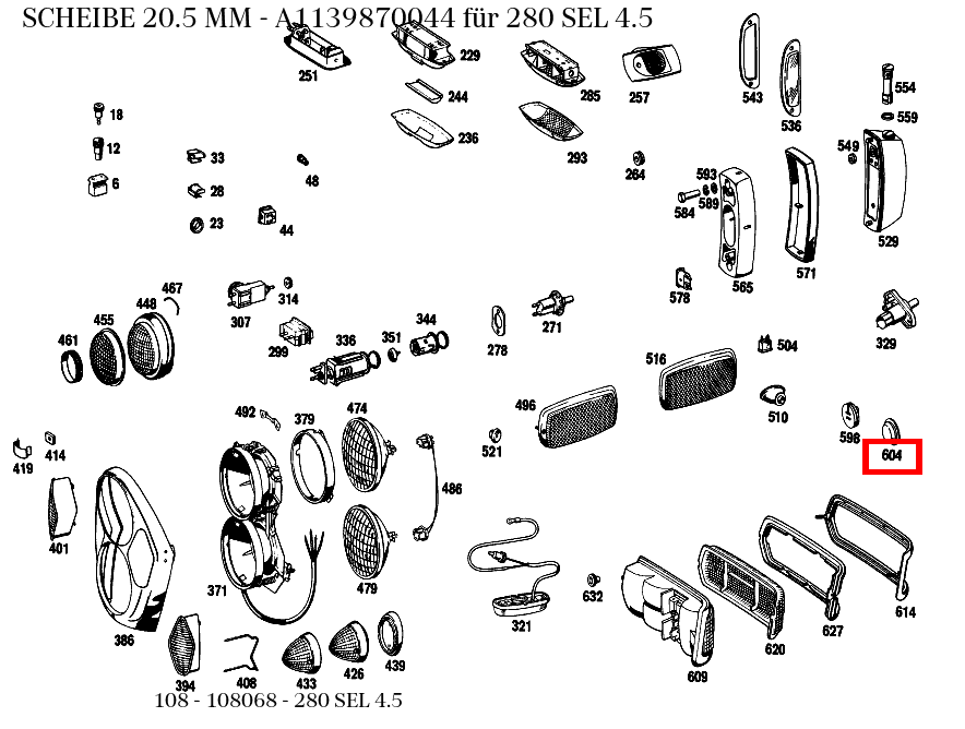 Scheibe 20.5 MM 280 SEL 4.5 108