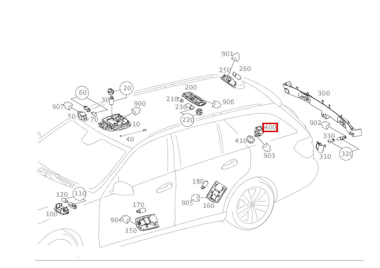 Steckdose IM KOFFERRAUM RECHTS E 220 CDI T-Modell 253