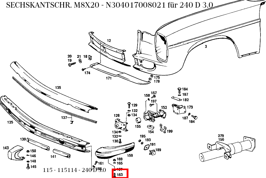 Sechskantschraube M8X20 240 D 3.0 115 Sechskantschraube M8X20 240 D 3.0 115
