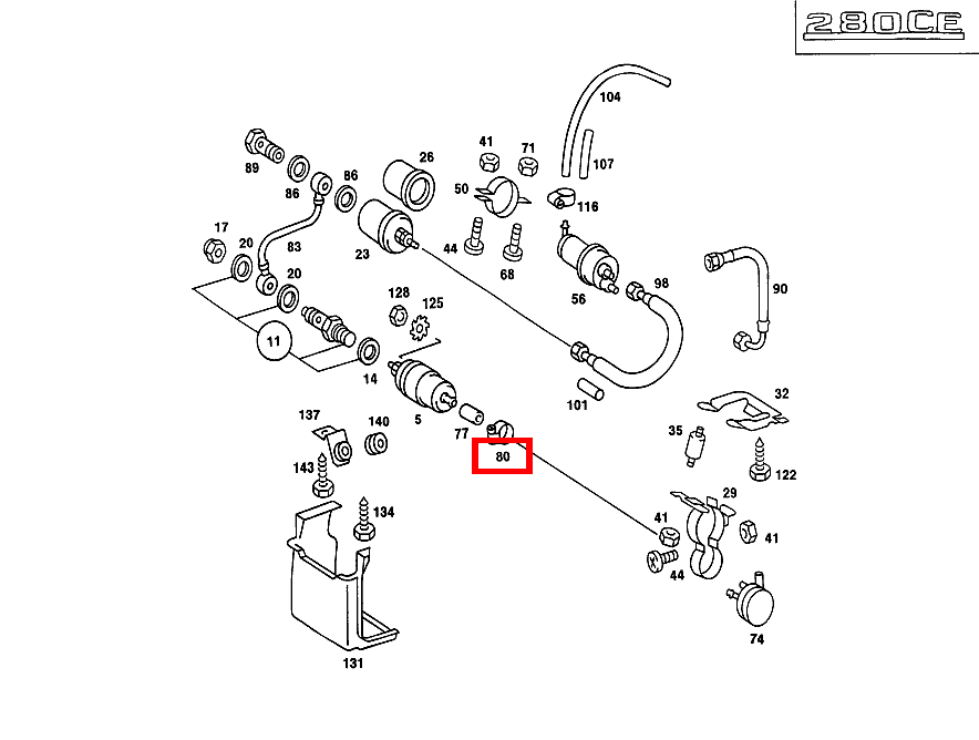 Schlauchschelle DAEMPFERBEHAELTER ZUR KRAFTSTOFFFOERDERPUMPE; 14-24 MM 280 CE 123