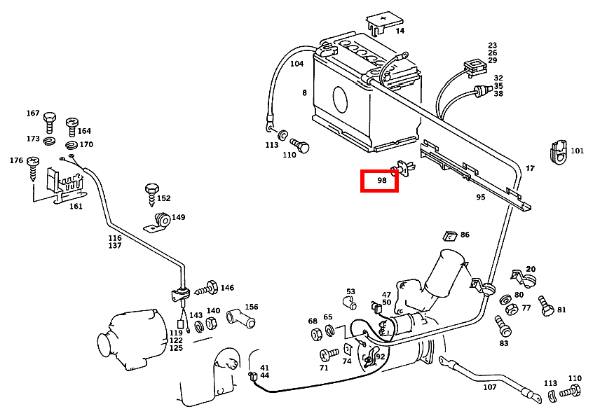 Spreizniet STARTERLEITUNG AN AGGREGATETRENNWAND 190 D 2.5 Turbo 201 Spreizniet STARTERLEITUNG AN AGGREGATETRENNWAND 190 D 2.5 Turbo 201
