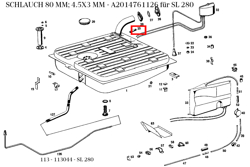 Schlauch 80 MM; 4.5X3 MM SL 280 113 Schlauch 80 MM; 4.5X3 MM SL 280 113