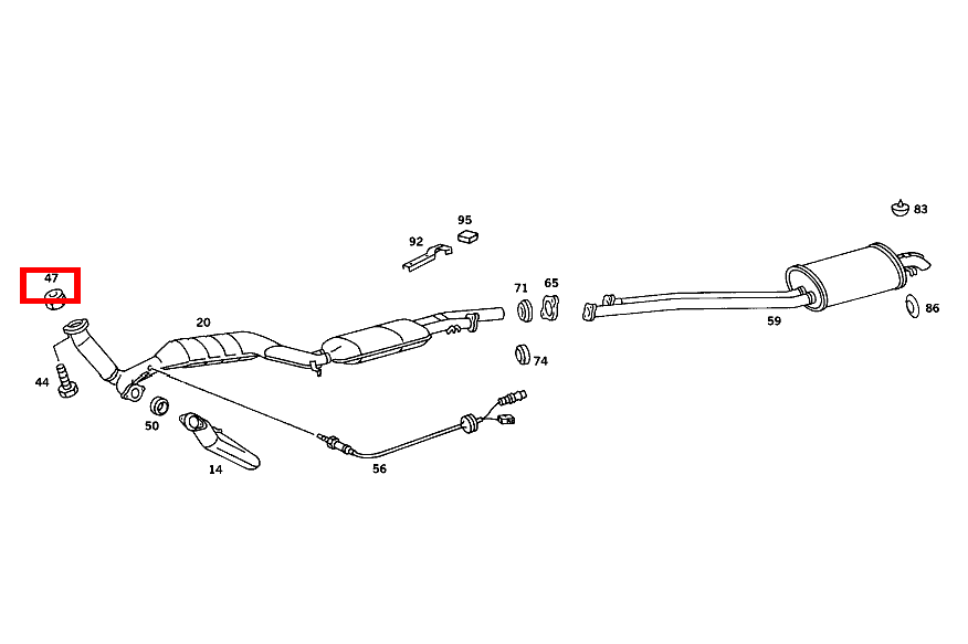 Mutter AUSPUFFROHR LINKS AN AUSPUFFROHR RECHTS; M8 560 SL 107 Mutter AUSPUFFROHR LINKS AN AUSPUFFROHR RECHTS; M8 560 SL 107