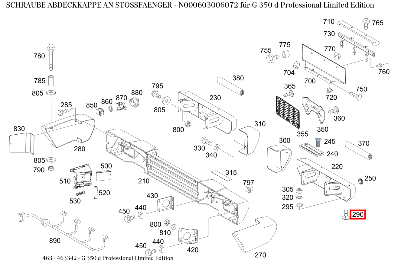 Schraube ABDECKKAPPE AN STOSSFAENGER G 350 d Professional Limited Edition 463